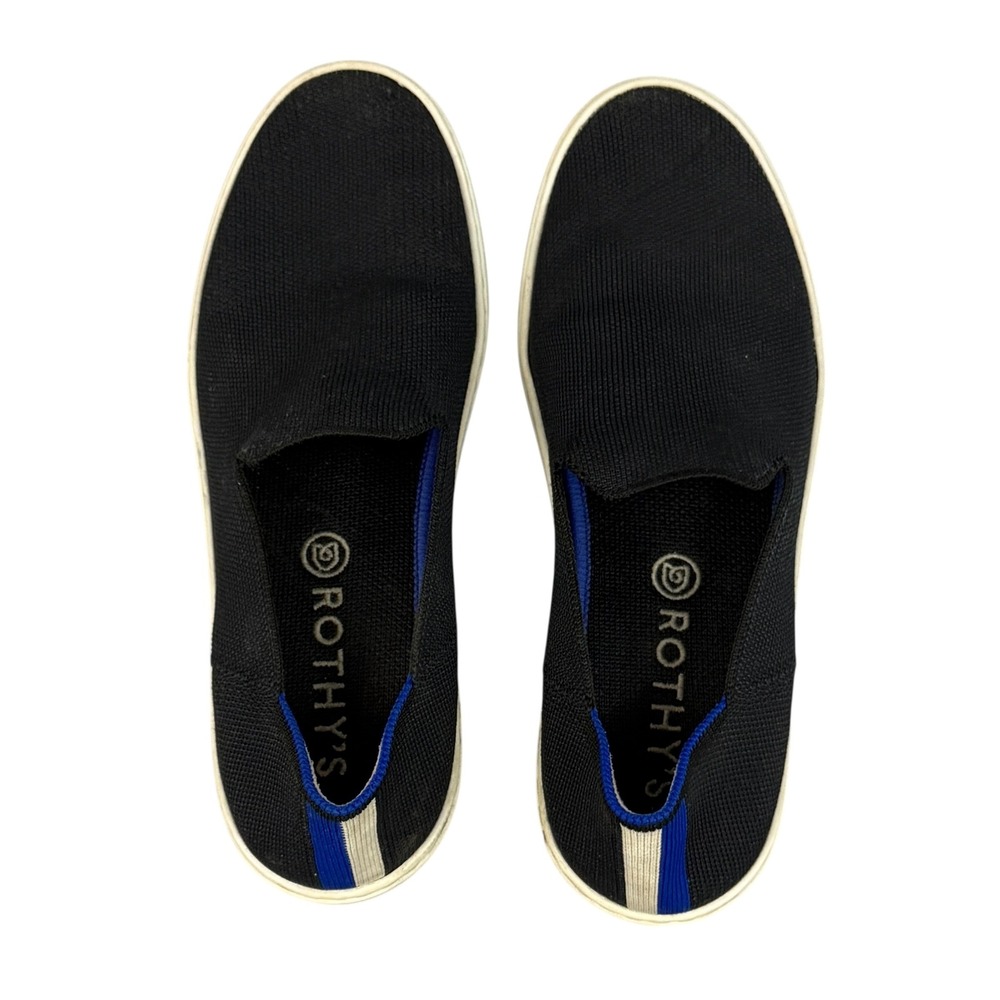 Rothys The Original Black Knit Slip On Sneakers Women's Size 8 Washable Stretch